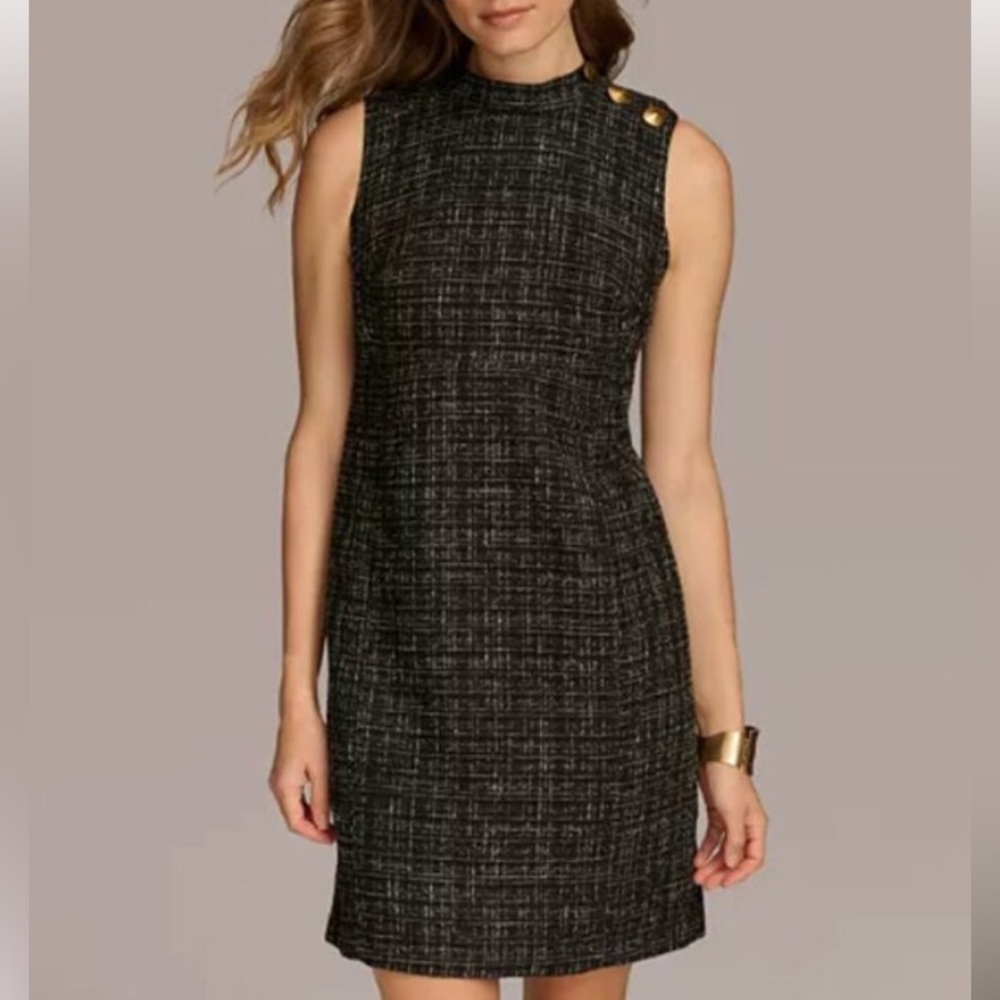 Donna Karan New York Women's Mock-Neck Sleeveless Sheath Dress